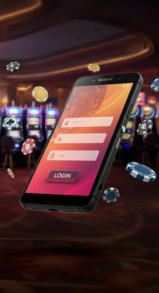 Screenshot der modernen Login-Seite von Casino Lucky Block mit optimierten Eingabefeldern und dem Markenlogo im Vordergrund.